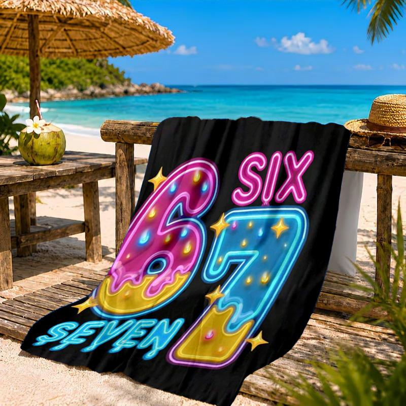 Royal Hands Holding Number 67 Beach Towel, Quick-drying, Easy to Care for, Suitable for Both Fitness and Beach Vacations,Sports Essential