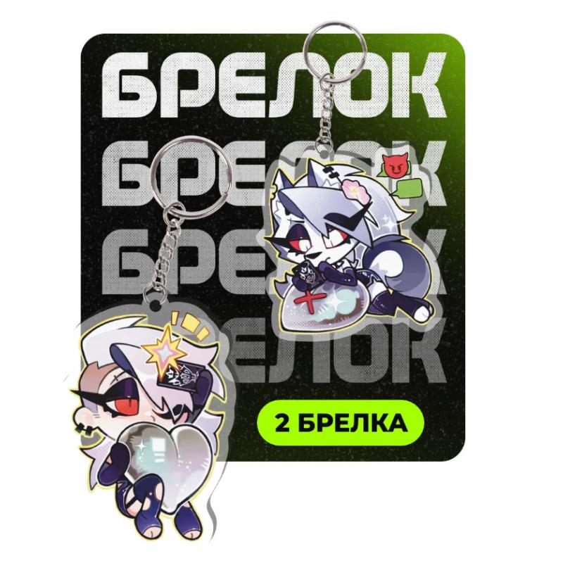 Anime Cartoons Acrylic Key Buckle for Helluva Boss Loona Millie Moxxie Blitzo Stolas Character Chibi Version Acrylic Pendant