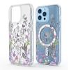 Purple Flower Magnetic Case for iPhone 15/16/17 Pro Max - Transparent Full Coverage Protection