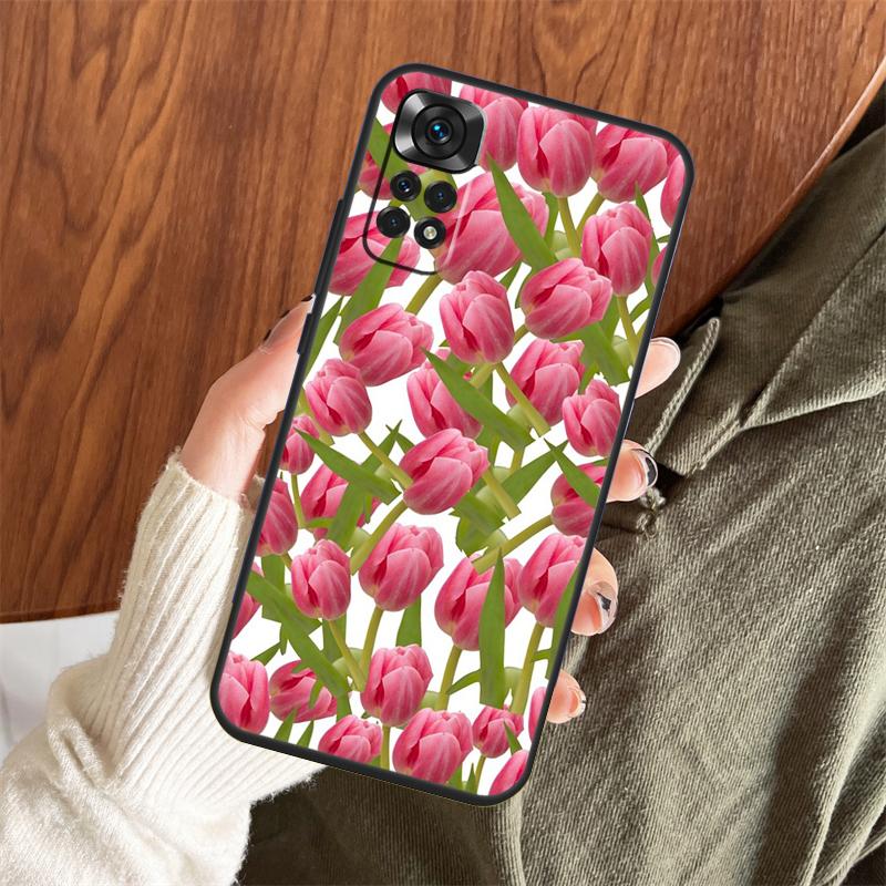 Tulips Flower Spring Case For Xiaomi Redmi Note 14 Pro 13 12 11 10 15 Pro Plus Redmi 15 C 13 10C 12C 14C 13C Cover