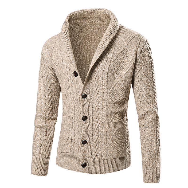 2024 Europäische Größe Frühling/Herbst Strickjacke: Zopfstrick, Langarm, Trendiger Verdickter Pullover