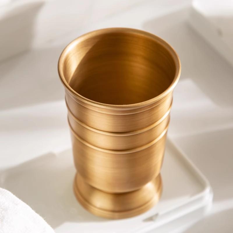 American Gold Copper Bathroom Toiletries Mouthwash Cup Toothbrush Holder Pump Soap Dispenser Modern Metal Shampoo Refill Bottle