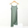 Women's Thin Strap A-line Midi Cami Dress Plus Size Solid Rayon Spandex Sleeveless High Waist Spring Summer Layering Long Tank Dress