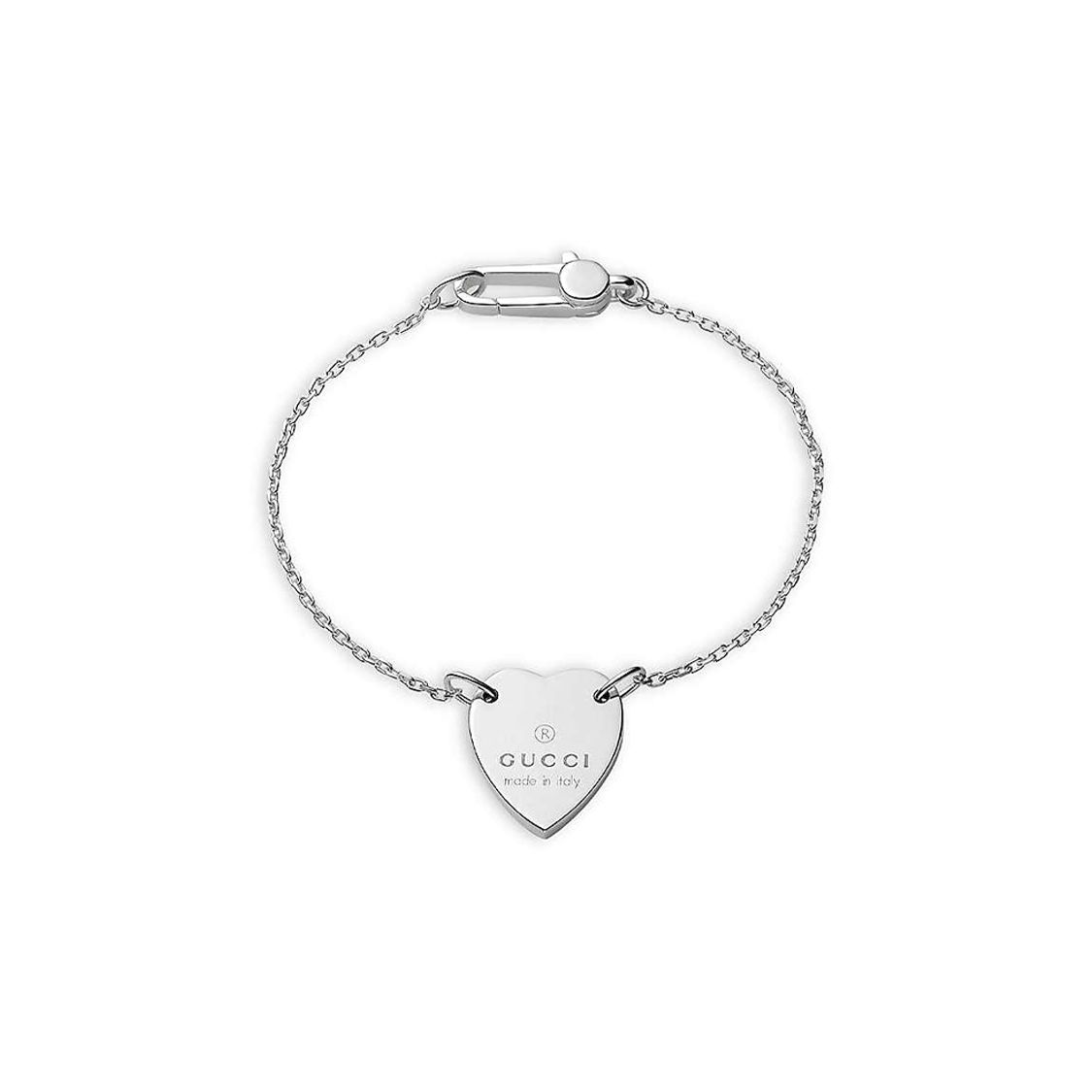 Gucci Trademark Heart Charm Shiny 925 Silver Bracelet Women bracelet YBA2235130010 Dust Bag+Box (Random Color),18