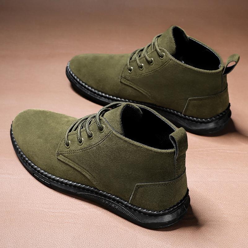 Herren Formelle Schuhe Herbst Lässige Kurze Stiefel Gehen Neue Herren Chelsea Boots Wildleder Grün Flacher Boden Loafer Gehen