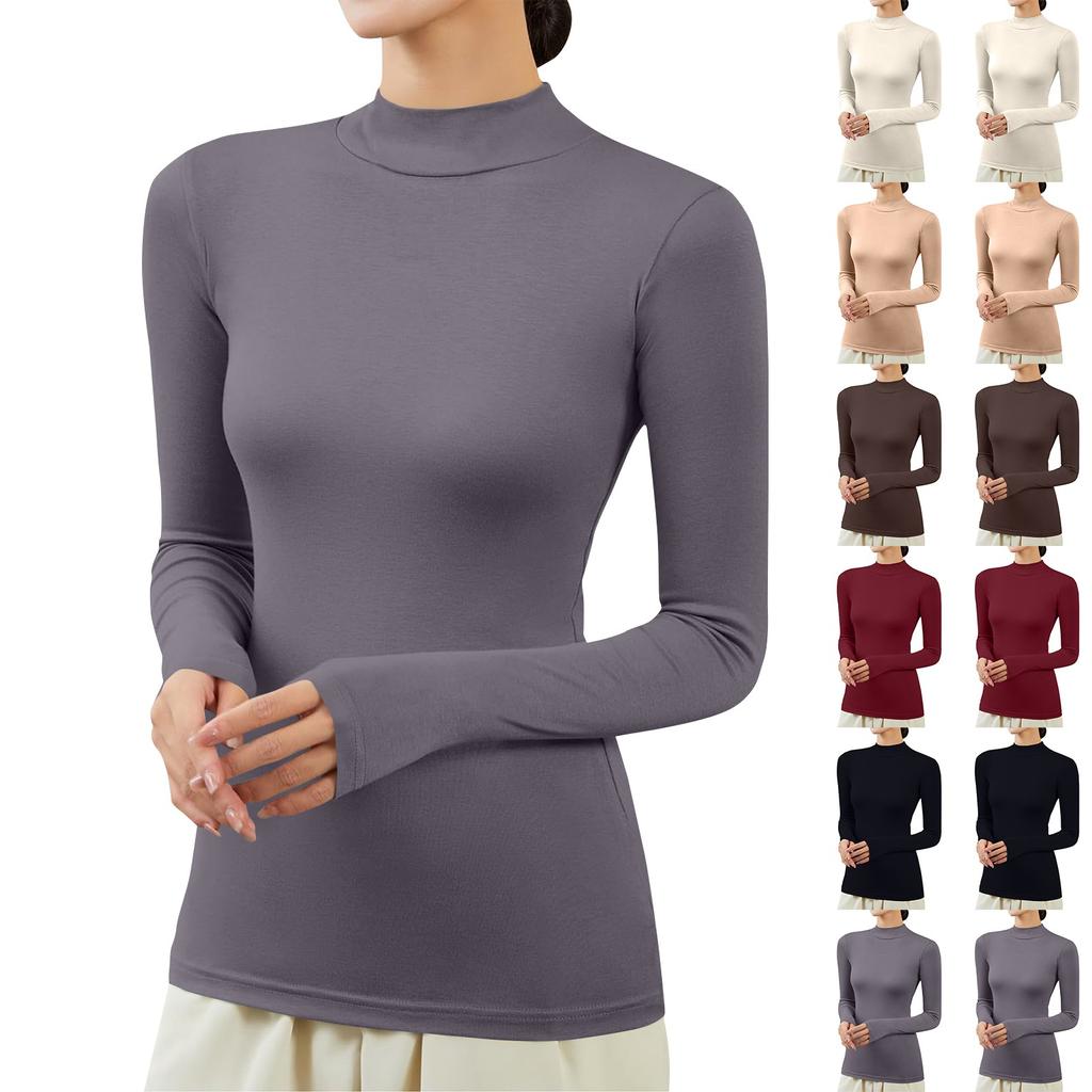 Women's Fashion Winter Solid Colour Long Sleeve Fleece Thickened Top