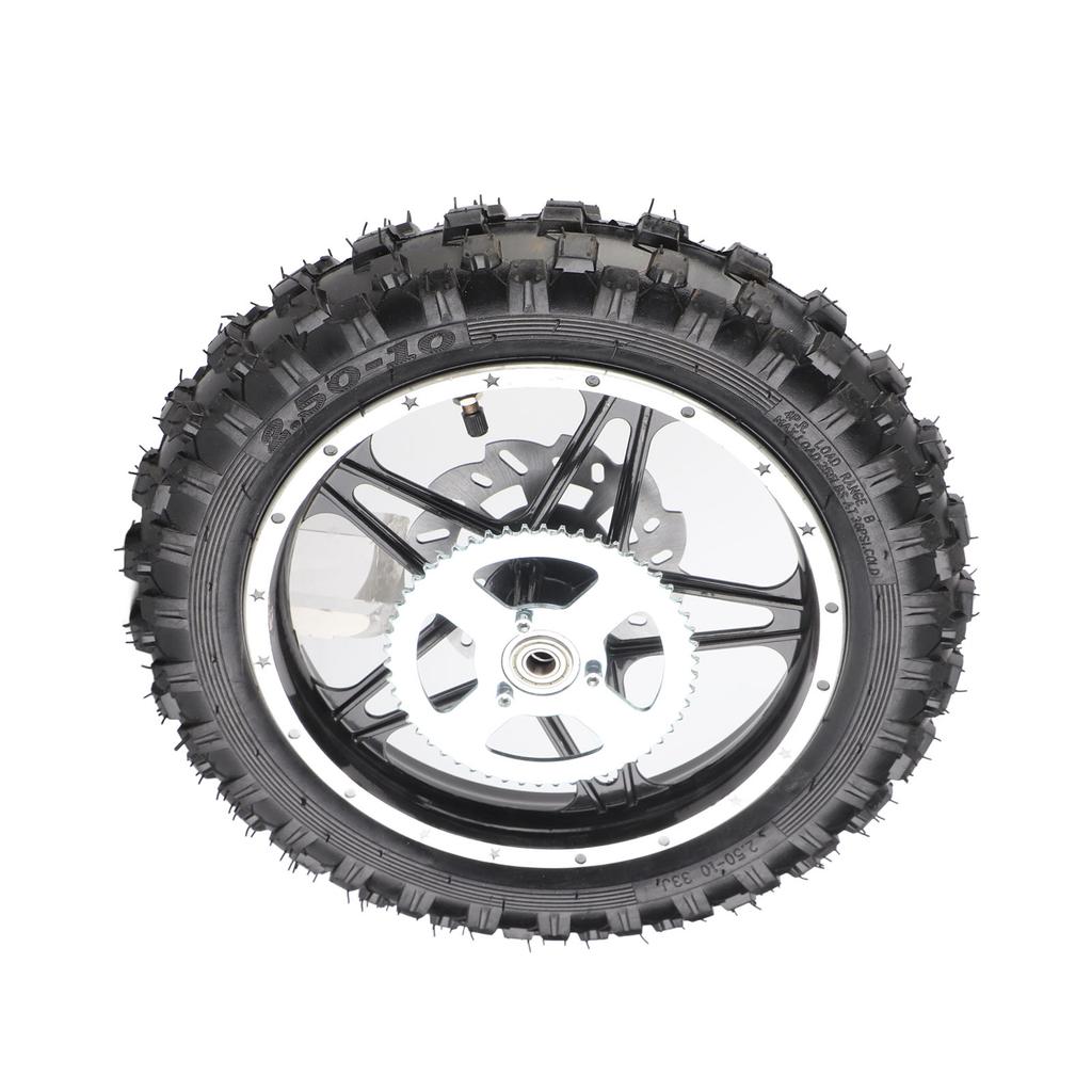 Dirt Bike Rear Wheel Rubber Metal 2.5?10 with Disc Sprocket Bearing Rim Tire Assembly for Mini Pit