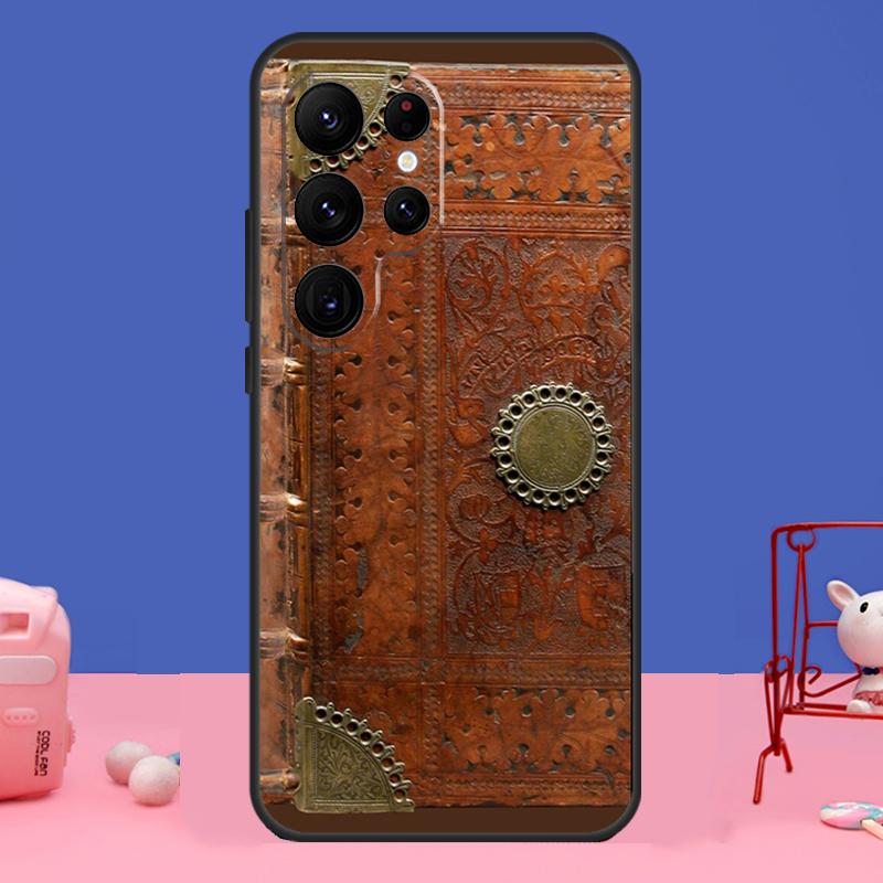 Brown Tooled Leather Pattern Case For Samsung Galaxy S24 S23 S22 Ultra S20 S21 FE Note 20 S8 S9 S10 Note 10 Plus Cover