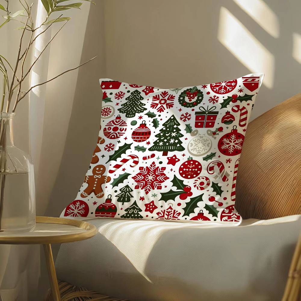 Celebrate Art Christmas Day Print Pillow Case Silky elegant Comfort Sofa Bed Invisible zipper Beach pillowcase