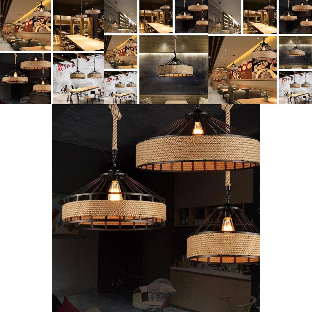 Vintage American Country Rope Pendant Light For Rustic Dining Room And Cafe Decor