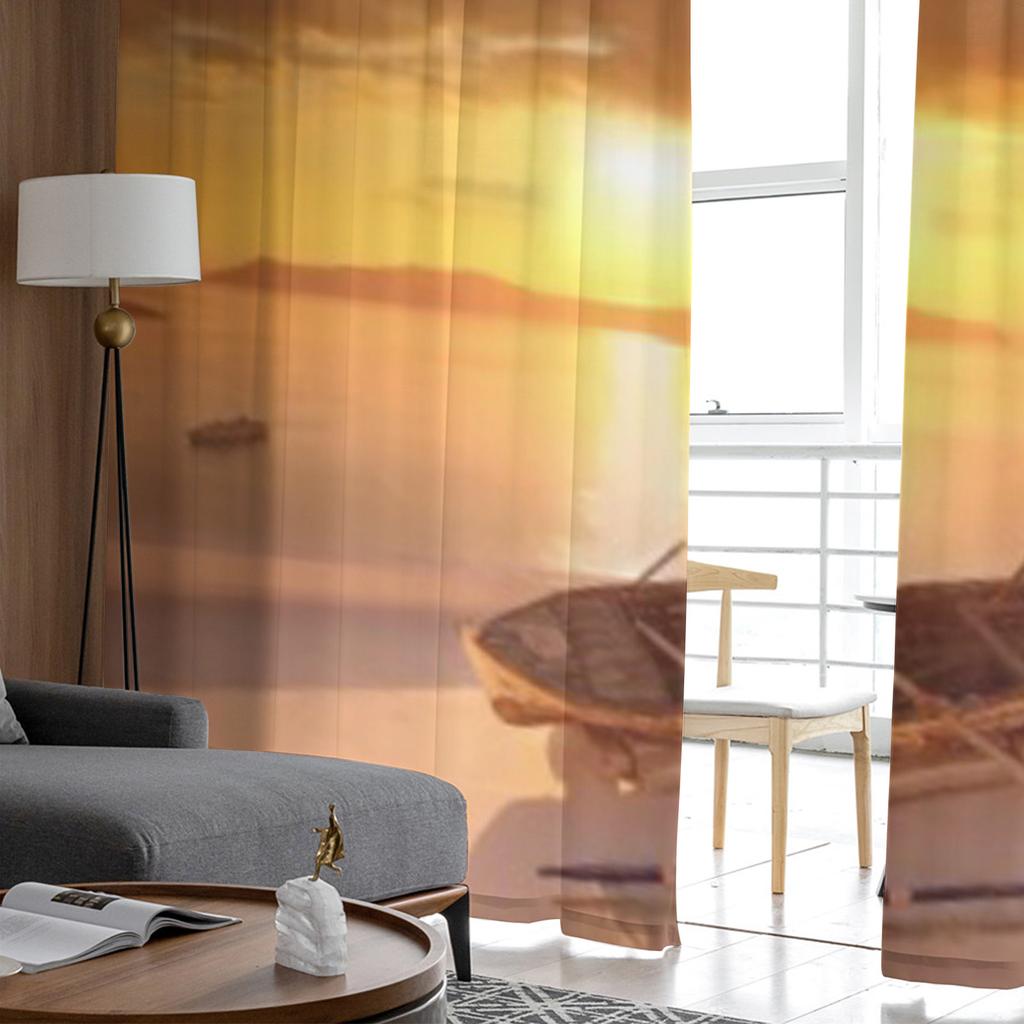 Santorini With Old Vase Boat Roof Greece Chiffon Sheer Curtains for Living Room Bedroom Window Curtain Voiles Tulle Cortinas