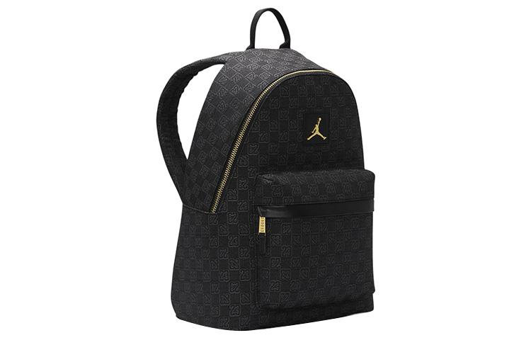 Jordan Gold Logo Monogramm Rucksack Schwarz FJ6784-010