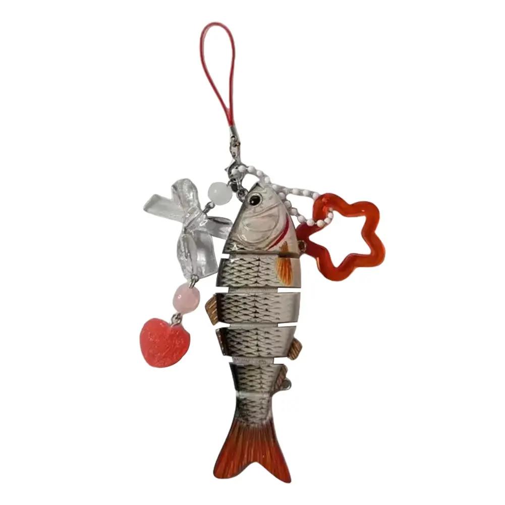 Mini Fish Keychain Acrylic Lovely Jewelry Fishing Lure Keychain Fishing Mini Keychain Pendant Gifts for Men Fishing Accessories