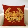Gold Imperial Eagle Rome SPQR Cushion Cover Natural Linen Organic Fabric DoubleSided Printing Room Sofa Decor Pillow Case