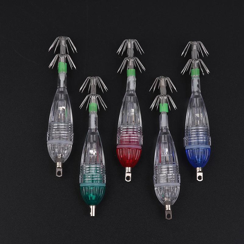 1 Stück Mini-Haken-Lötlampe Tintenfischlicht Mit Schirmhaken Und Batterie Unterwasser-Fischlicht Oktopus Tintenfischhaken