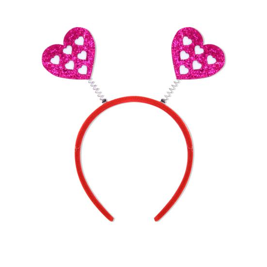 Valentine's Day Heart Headband Glitter Red Heart Hair Accessory for Halloween Holiday Wedding Birthday Party