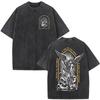 Saint Angel Skeleton Skull Washed Vintage T-shirt Men Women Fashion Military Oversized Casual Short Sleeves T Shirt Streetwear