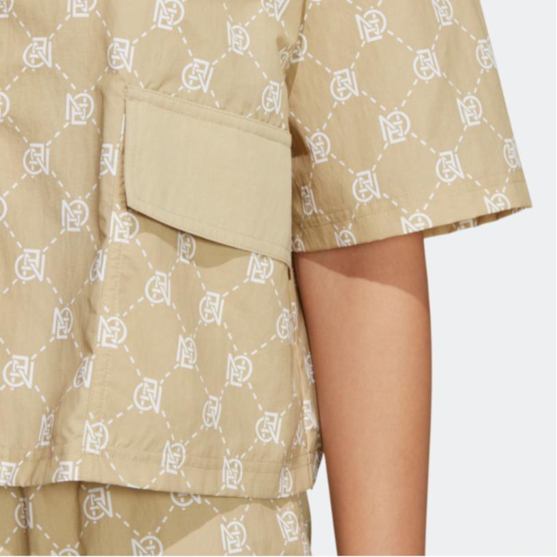 Adidas Neo Casual Printed Short Sleeve Shirt Women Tops Meadow-Brown IB5842