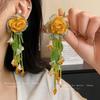 Silver needle Mori flower fringed earrings ins sweet design stud earrings Korean high-end versatile earrings