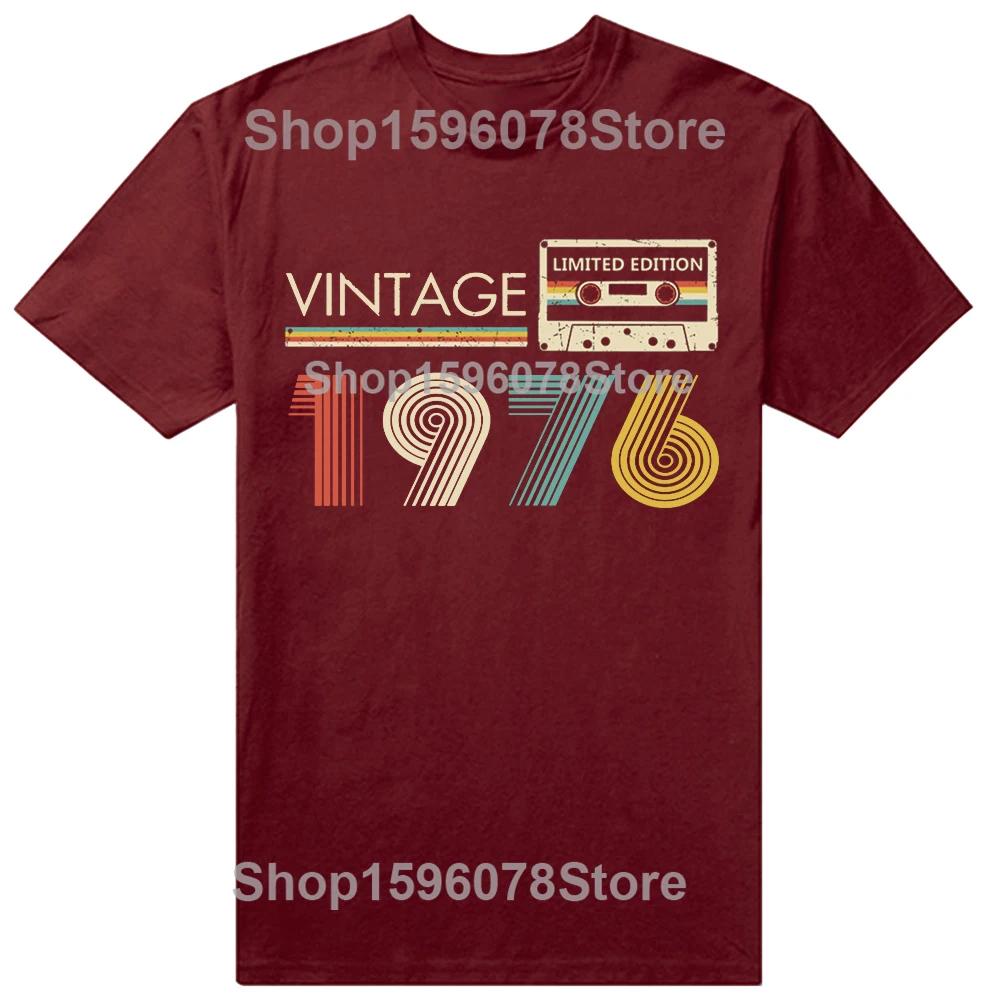 Vintage 1976 Limited Edition Cassette Birthday Gift T Shirts Tee Tops Round Neck Fashion Tshirt Clothing Casual Basic Tshirts