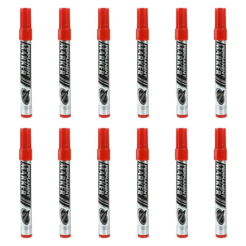 12Pcs Heavy Duty Oil Based Markers Water Resistant Permanent Marker 0.7mm Tip For Industrial Packaging Disc Labeling