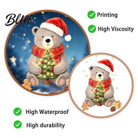 Christmas Bear Window Clings Static Clings Cute Holiday Glass Decals Waterproof PVC Xmas Decor for Doors Stickers Home Store And Bathroom