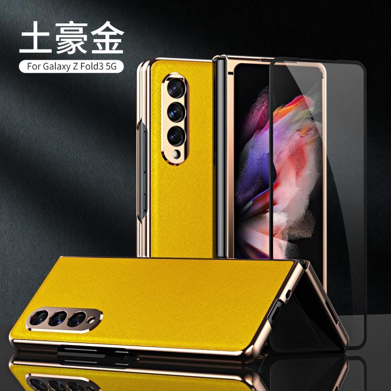 Galaxy Z Fold3 Case Full Cover Protective Leather PC Hybrid With Kickstand W22 Foldable Phone