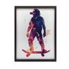 Poster Monkey On a Skateboard Poster Monkey On a Skateboard, 50X70 Cm, Dark Brown Wooden Frame, 230 Gsm Matte Paper