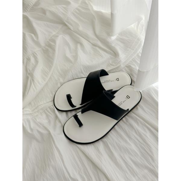 Fashion Rubber Slippers Shoes Fur Flip Flops Low Slides Summer Clogs Woman Soft Hawaiian Beach Hoof Heels PU Rome Fabric Beach Shoes Wom