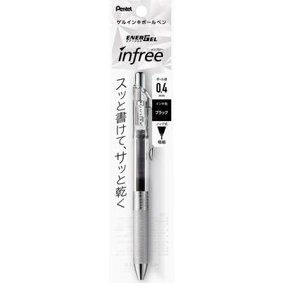 Pentel Ballpoint Gel EnerGel Clear Black Pen, Ink, Infree, 0.4mm, Barrel, XBLN74TL-A,