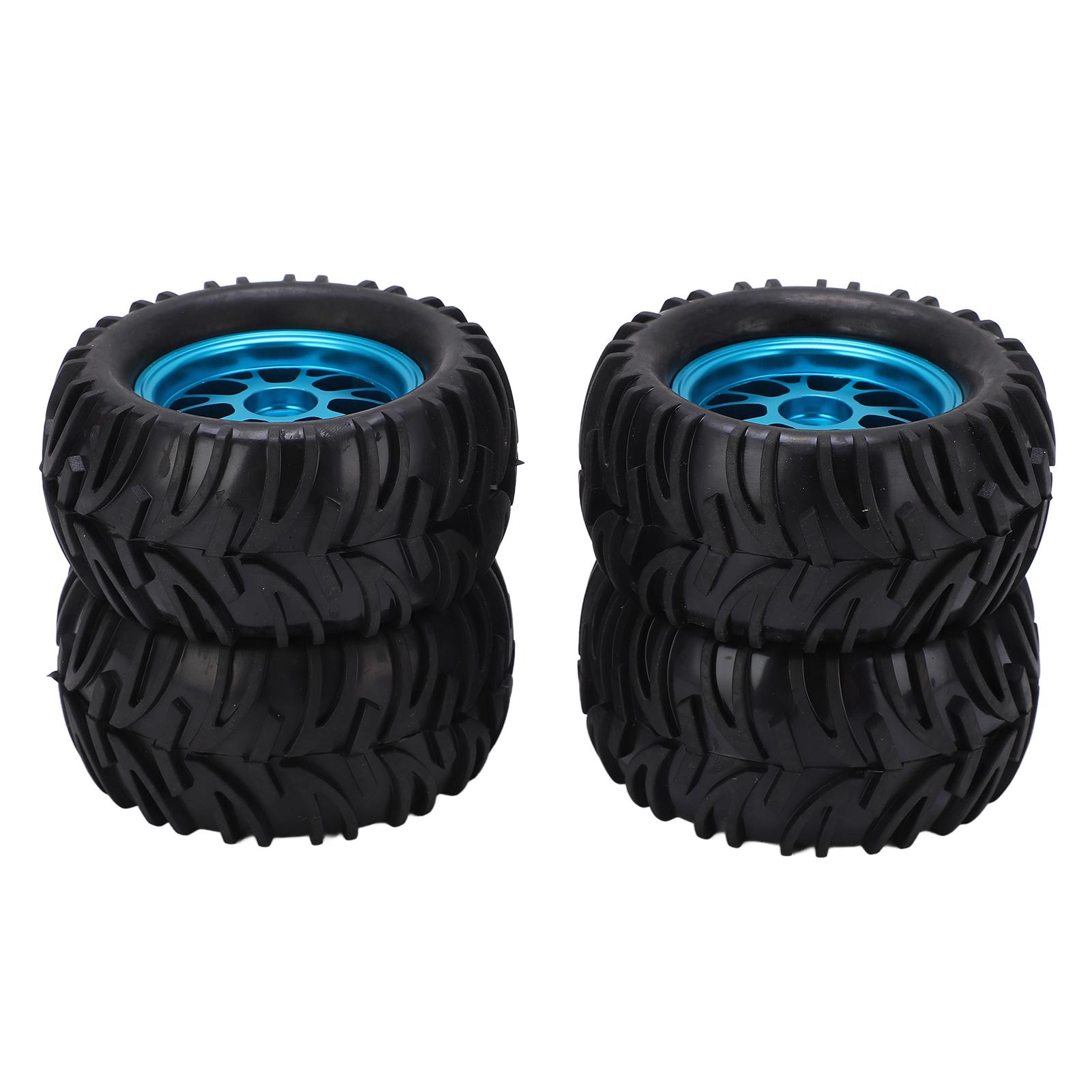 

4Pcs RC Car Rubber Tires with Blue Hub V Shape Pattern for WLtoys 144001 1/14 Remote Control Car