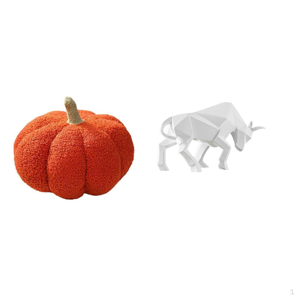 Enchanting Pumpkin Bull Sculpture Decorative Pillow Ornament for Bedroom Sofa Bed Entryway Tabletop