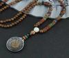 Vintage Nepál Dlouhá Buddhistická Mala Dřevěný Korálkový Přívěsek & Náhrdelník Etnický Bohemian Boho Buddha Šťastné Šperky pro Ženy Muže