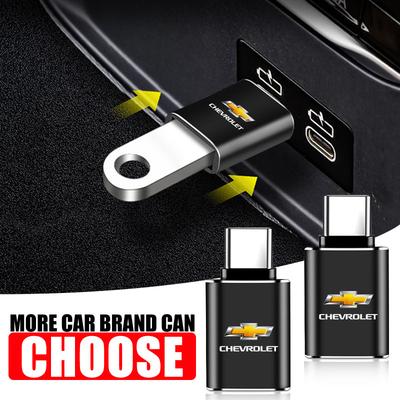 1Pcs Car Charging Adapter Type-C To USB Converter Car Accessories For Chevrolet Cruze Malibu Sail Spark Captiva Equinox Trax Tracker AVEO Lova RV