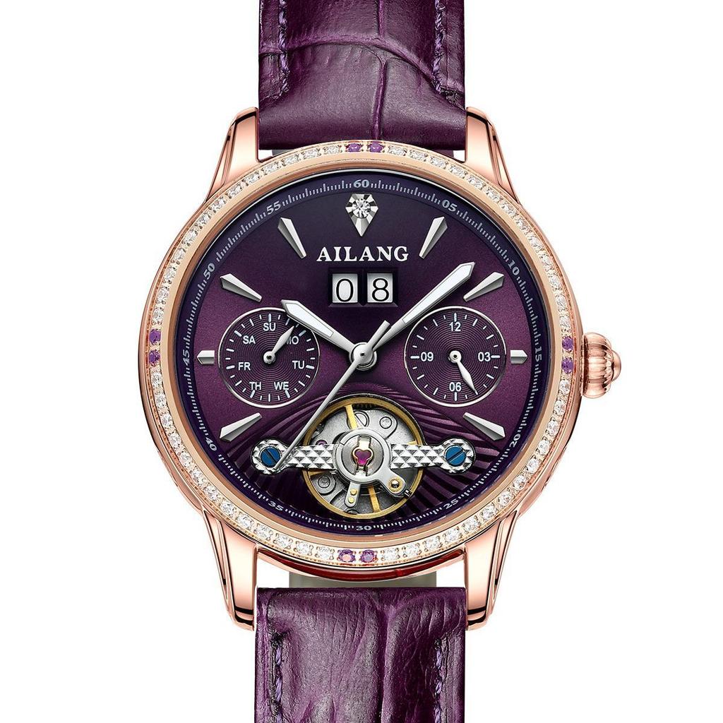 AI Lang Ladies' Diamond-Studded Automatic Watch - Fashionable, Multifunctional, Waterproof Wristwatch