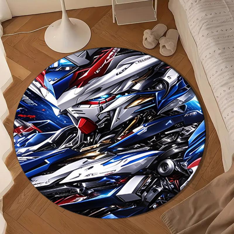 Robotic Warrior Design Round Rug for Livingroom,Bedroom, Palyroom, Chair Rug, Area rug, Circle Carpet, Large Size Fan Christmas gift