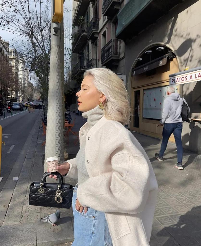 Women's Autumn/Winter Solid Color Stand-Up Collar Long Sleeve Coat with Double Large Pockets