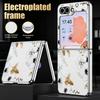 Retro Flowers Black Rose Print Case For Samsung Galaxy Z Flip 8 7 6 5 Z Flip8 Flip7 Flip6 Hybrid 3in1 Plating Leather Skin Folding Phone Cover