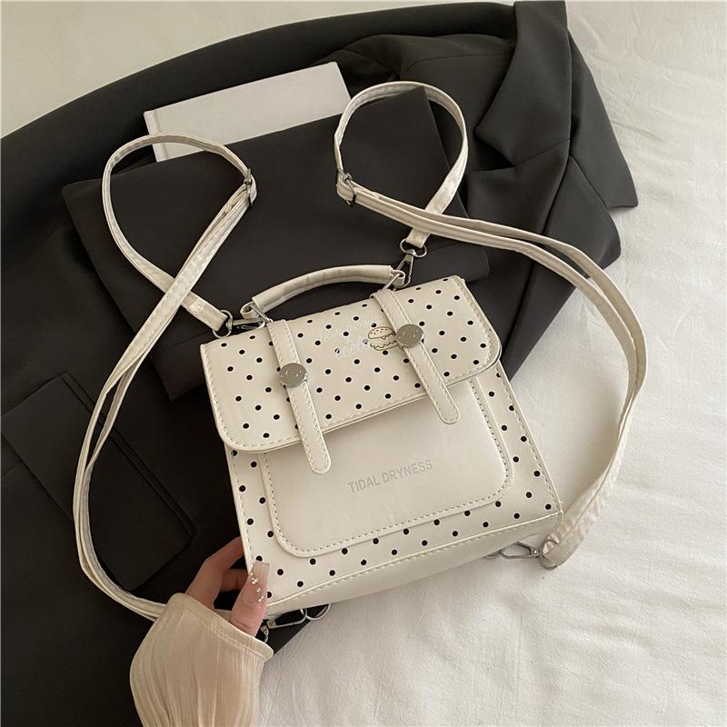 

Retro texture fashionable color polka dot printing small backpack new commuter backpack three-purpose messenger women s bag белый