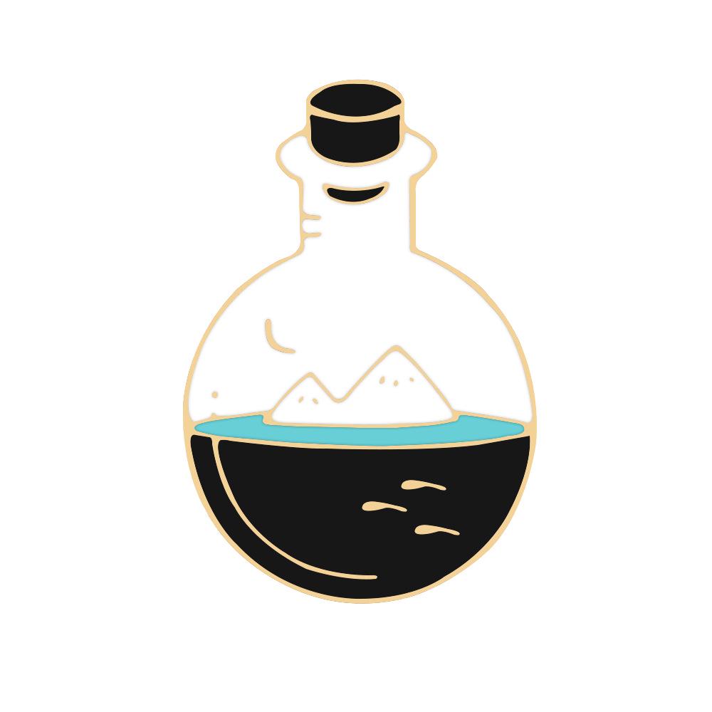Iridescent Starry Sky Enamel Brooch: Cartoon Lapel Pin in Test Tube, Wine Glass, and Milk Shapes for Men & Women