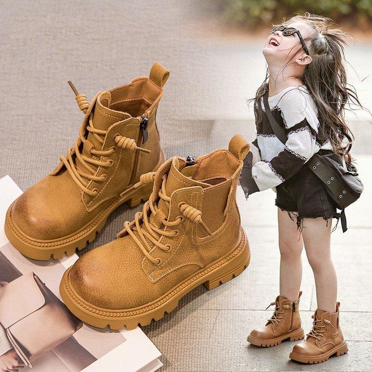 

Martin Boots Boys Children New Boots Fried Street Girls Baby Middle And Older Children Soft-Soled Short Boots Tide
