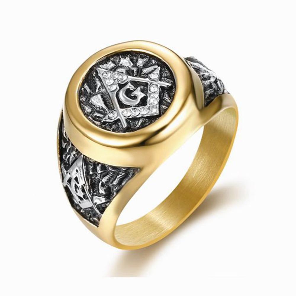 Trendy Titanium Steel Ring Gold White Diamond Inlaid Vintage Street Style Jewelry for Women Men