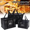 Portable Black Woven Camping Insulated Bag, Insulated Pizza Takeout Warm and Cold Storage Box, Camping Box