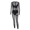 2024 Summer Sexy See-Through Mesh Jumpsuit - European & American Long-Sleeved Style