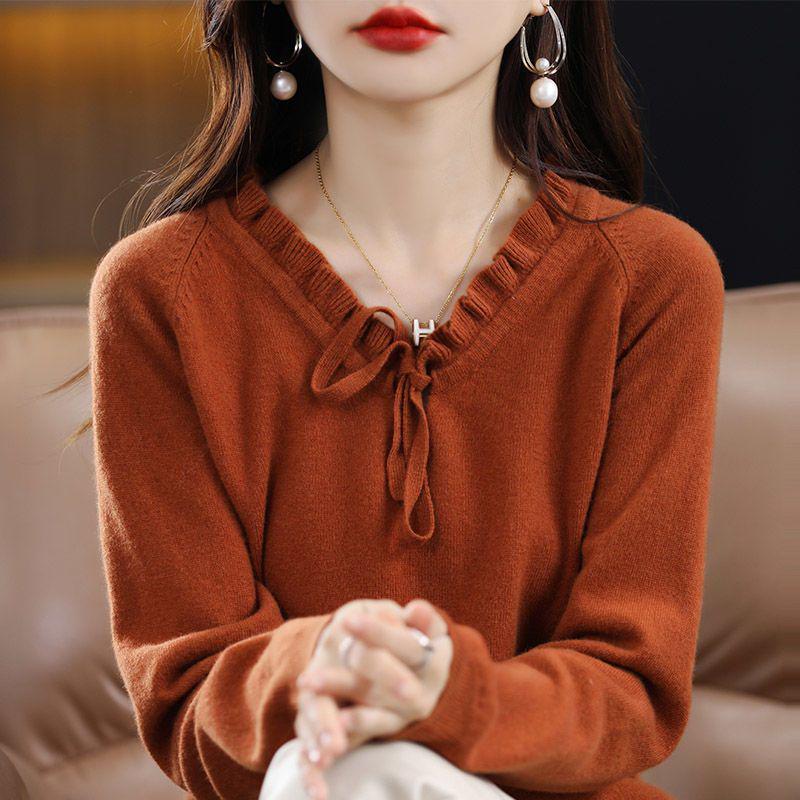 Damen Vielseitiger Strickpullover mit Schnürung: Rollkragenpullover, Übergröße, Lockere Passform für Herbst/Winter