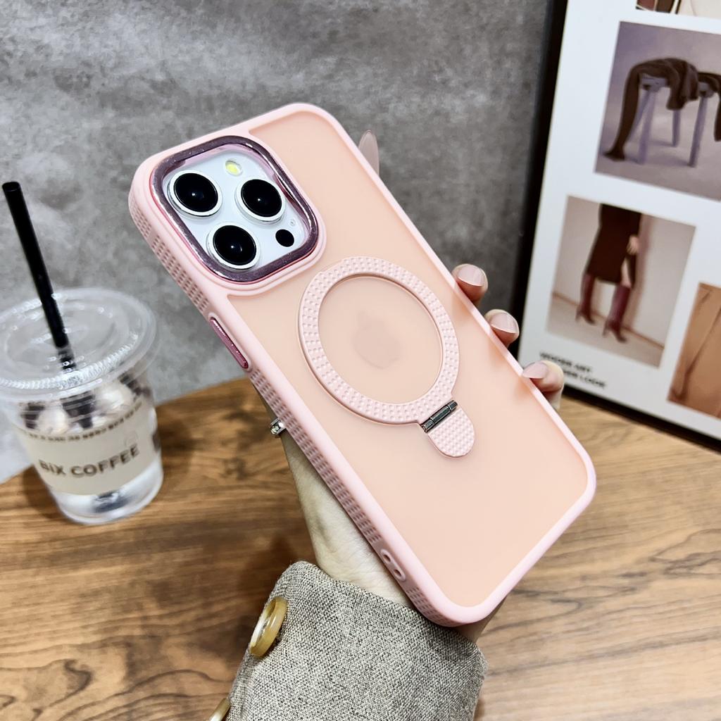 Applicable To IPhone16Promax Mobile Phone Case Magnetic Suction Bracket Apple 15 Anti-fall Cover 14/13 Matte Skin Feeling
