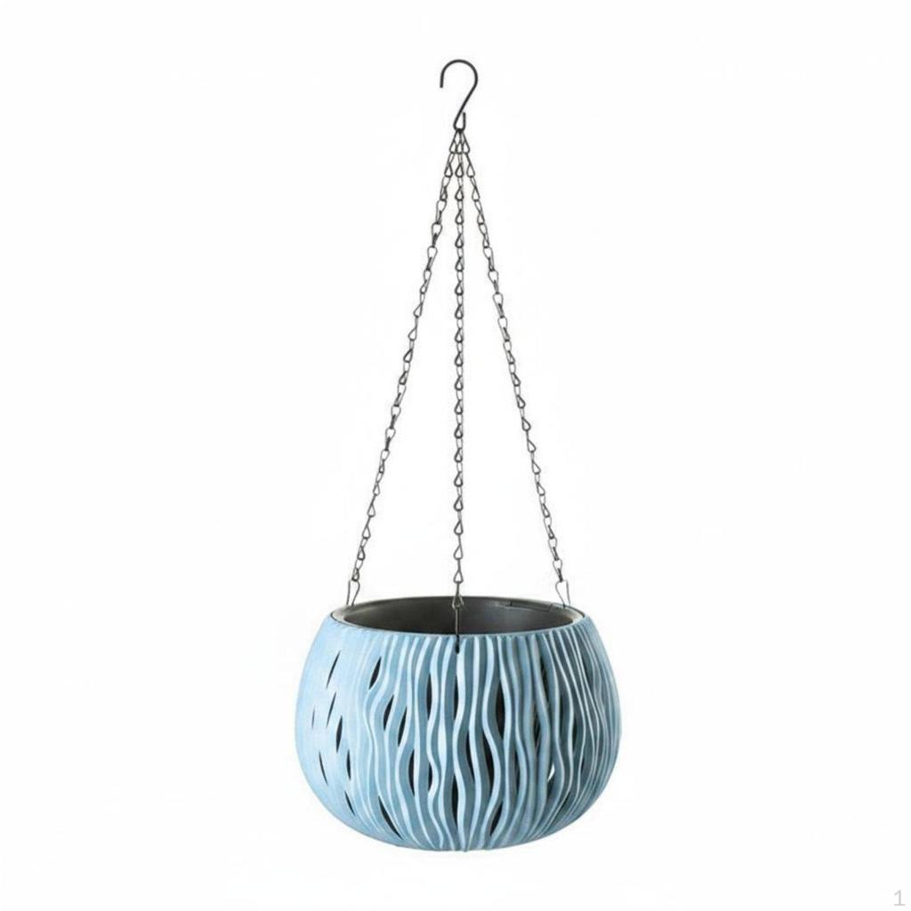 Imitation Rattan Hanging Basket Material Curved Pattern Planter SelfWatering System Modern