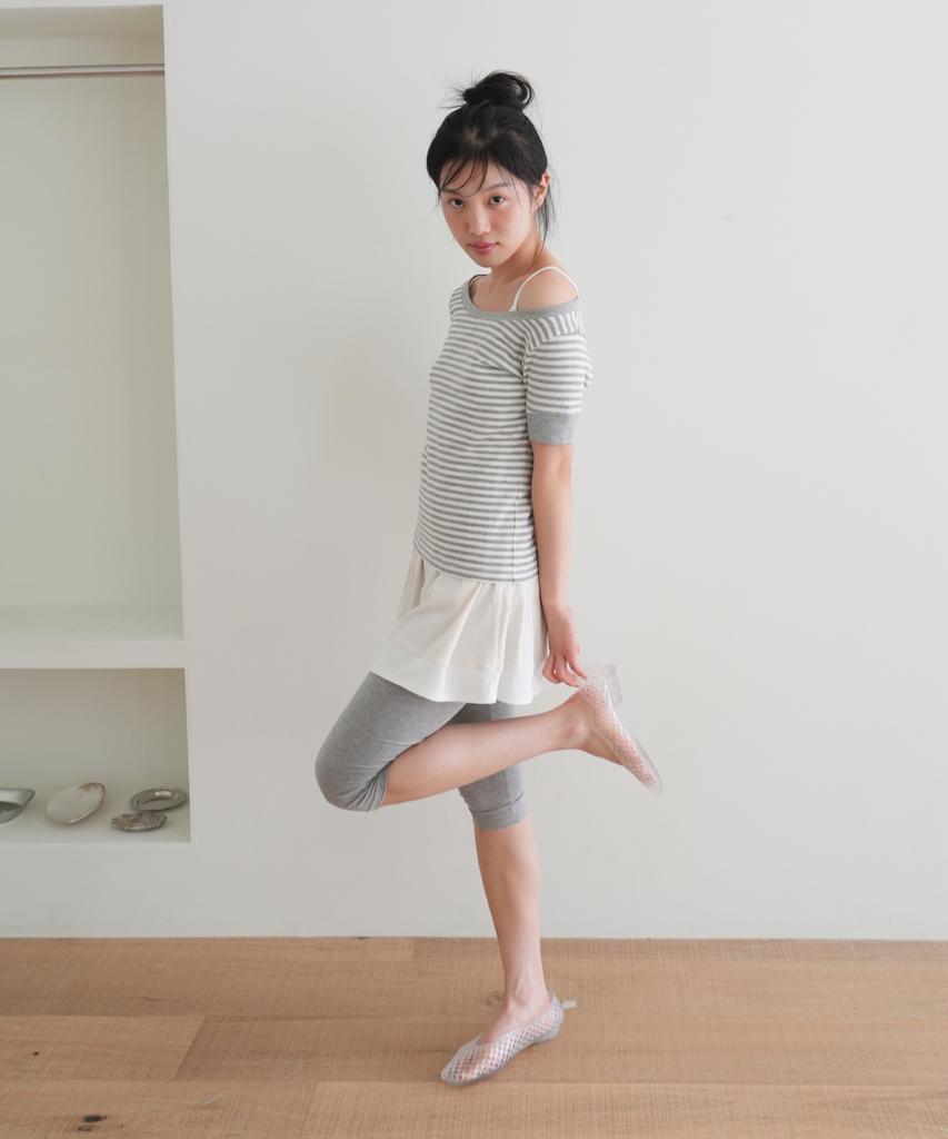 NAATS Stripe Boat Neck T-Shirt, Melange Gray