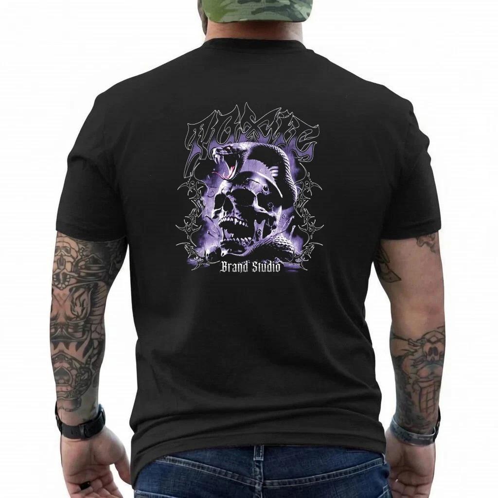 Purple Snake Skull T-Shirt Gothic Serpent Graphic Tee Dark Streetwear Unisex XL