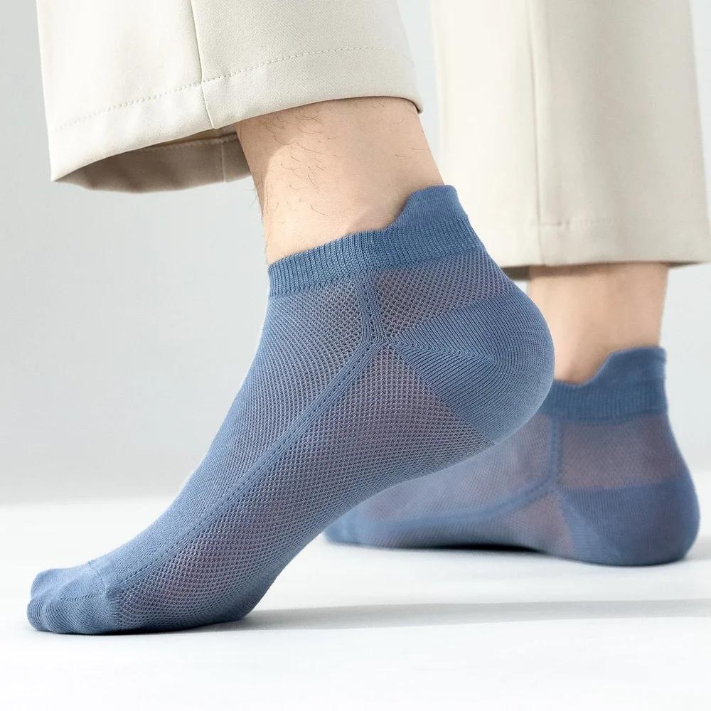 6 Pairs Summer Socks Men Thin Mesh Ankle No-show Socks High Quality Cotton Invisible Sports Socks